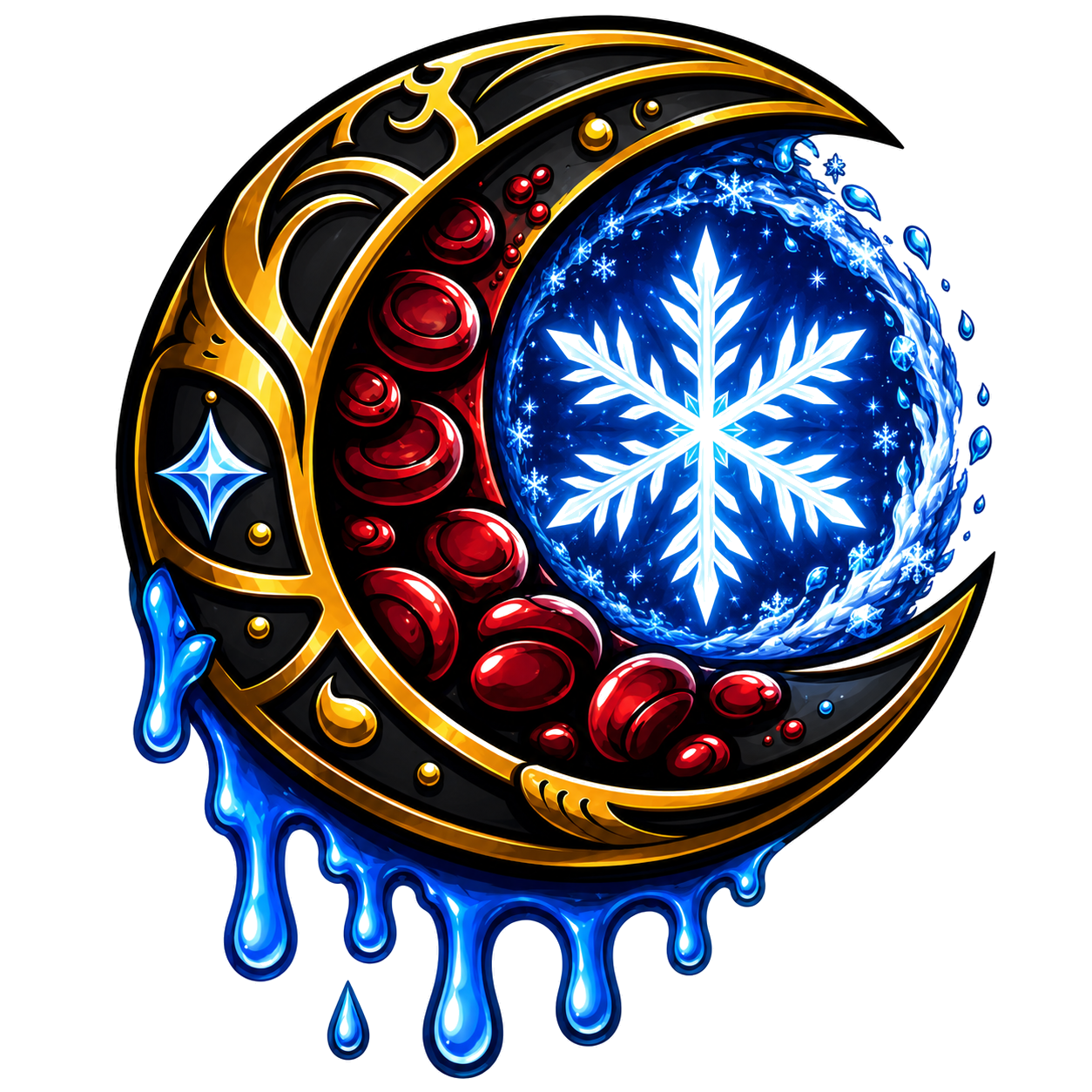 Vasara's official crescent, blood-cell and harmony chest emblem